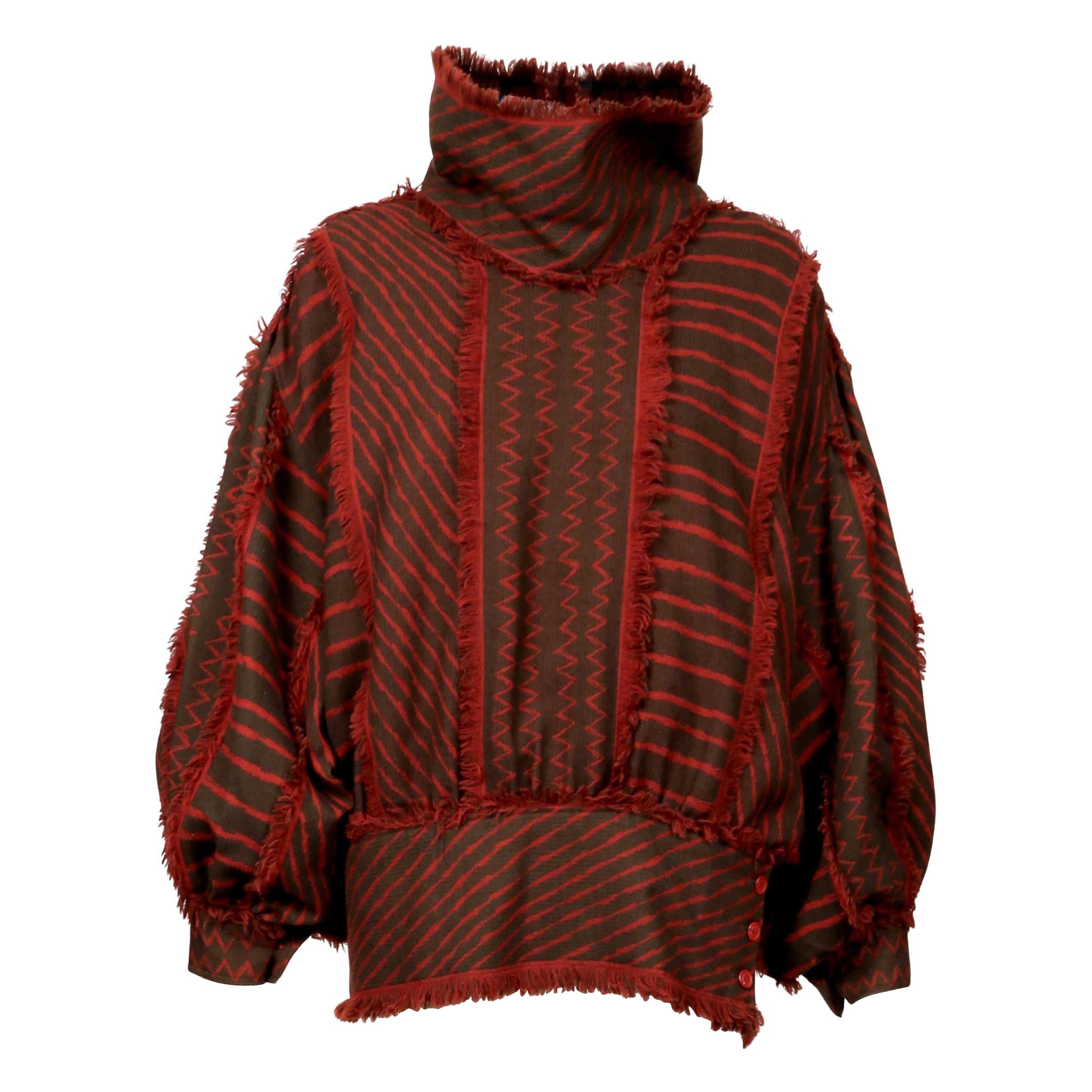 1982 ISSEY MIYAKE African Samurai style RUNWAY top in woven mudcloth For Sale