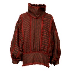 1982 Issey Miyake Top RUNWAY de style samouraï africain en toile de boue tissée