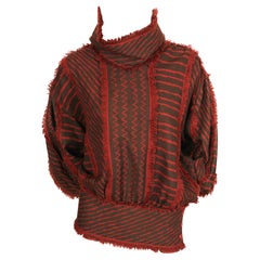 1982 Issey Miyake Tunique africaine de style samouraï en toile de boue tissée