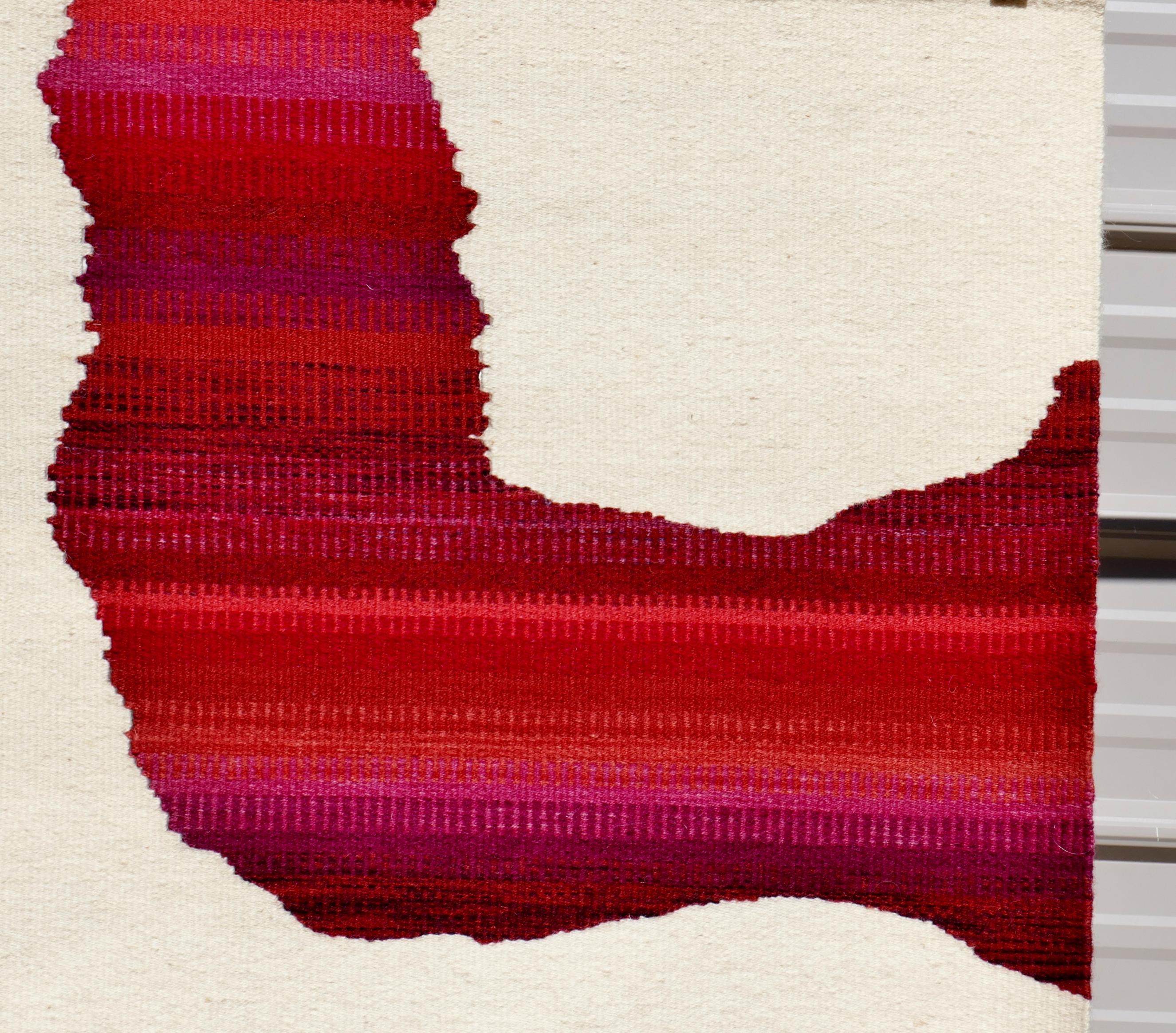 1982 Kathy Merten Handgewebte Wolle Wandteppich Abstrakte Moderne Kunst Textil (Ende des 20. Jahrhunderts) im Angebot