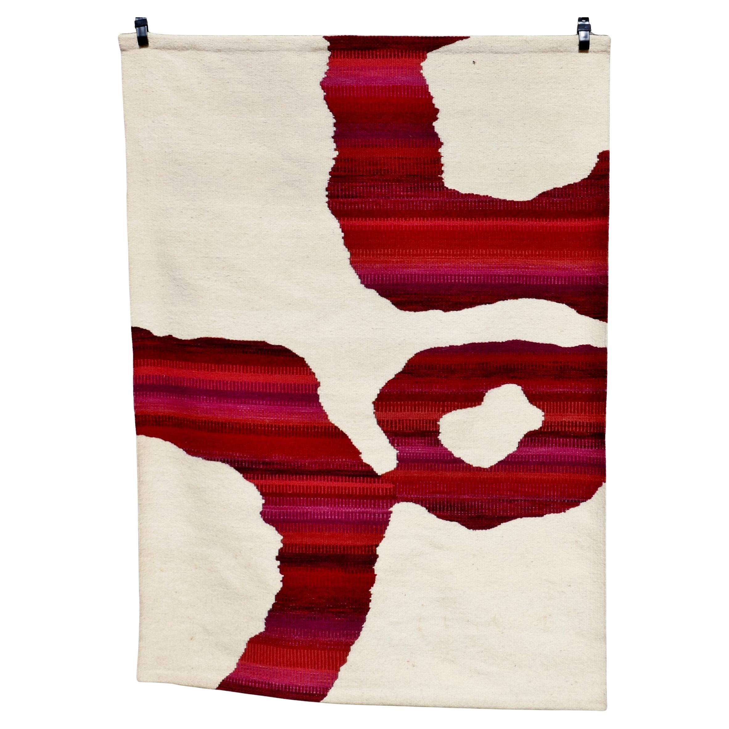 1982 Kathy Merten Hand-Woven Wool Wall Tapestry Abstract Modern Art Textile
