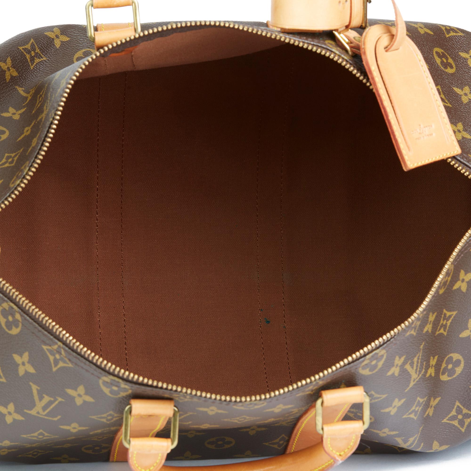 1982 Louis Vuitton Brown Monogram Coated Canvas & Vachetta Vintage Keepall 45 3