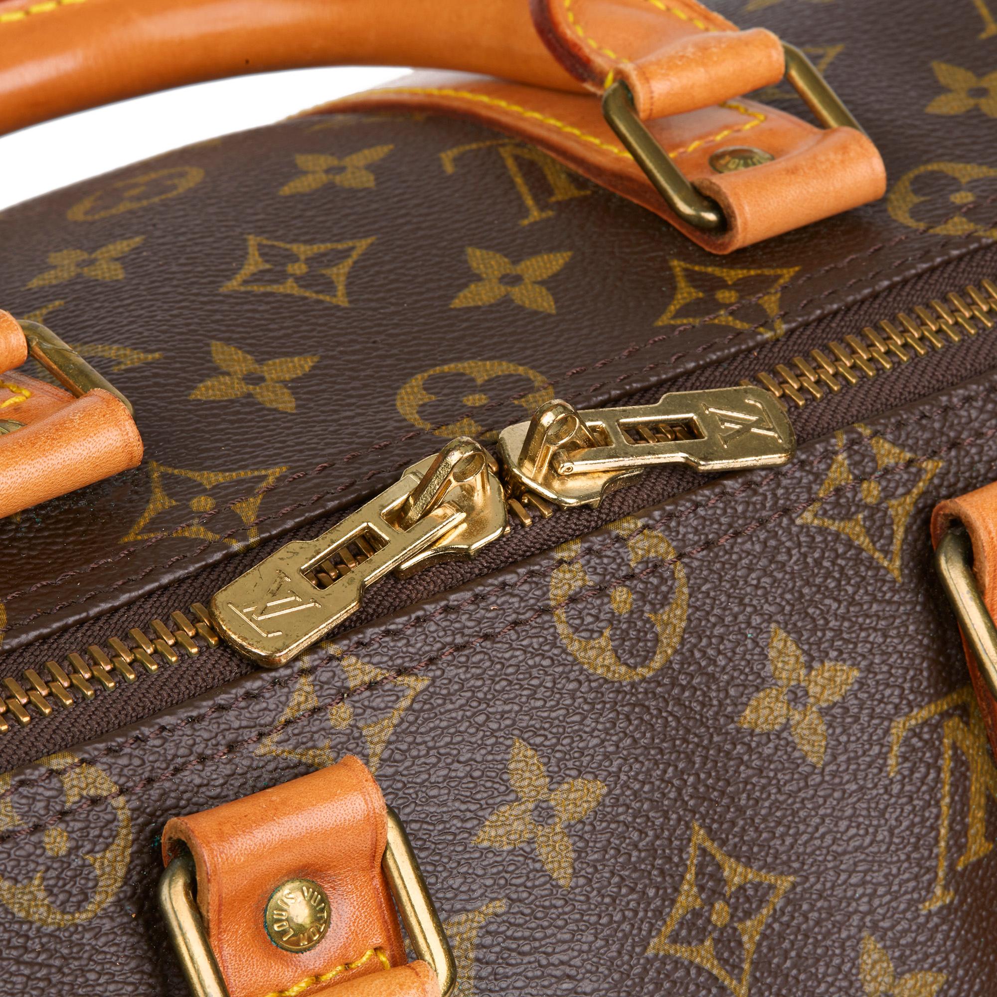 Women's or Men's 1982 Louis Vuitton Brown Monogram Coated Canvas & Vachetta Vintage Keepall 45