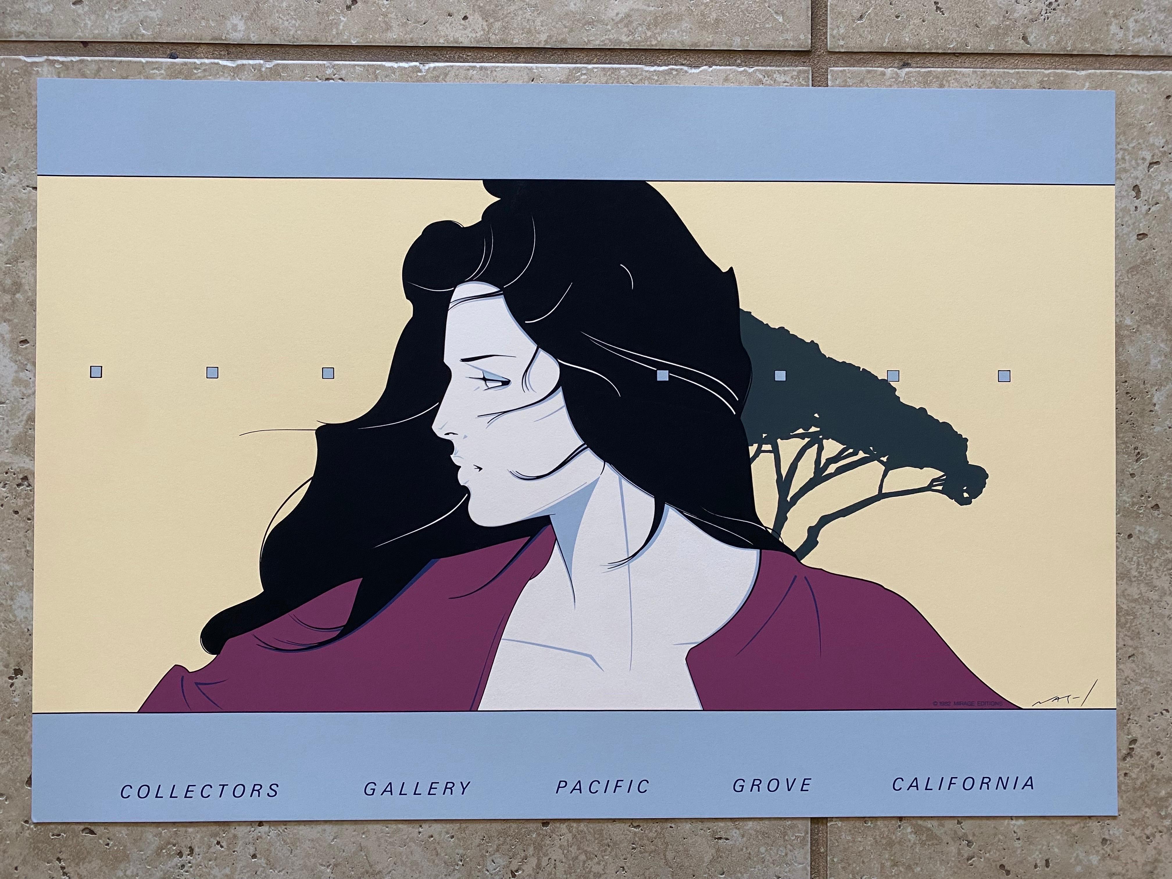 Cool vintage Patrick Nagel Serigraph print produced in 1982 by Mirage Editions in Santa Monica, Ca for Collectors Gallery in Pacific Grove, CA. This print is signed in Plate by the artist Patrick Nagel.

This serigraph on archival grade heavyweight