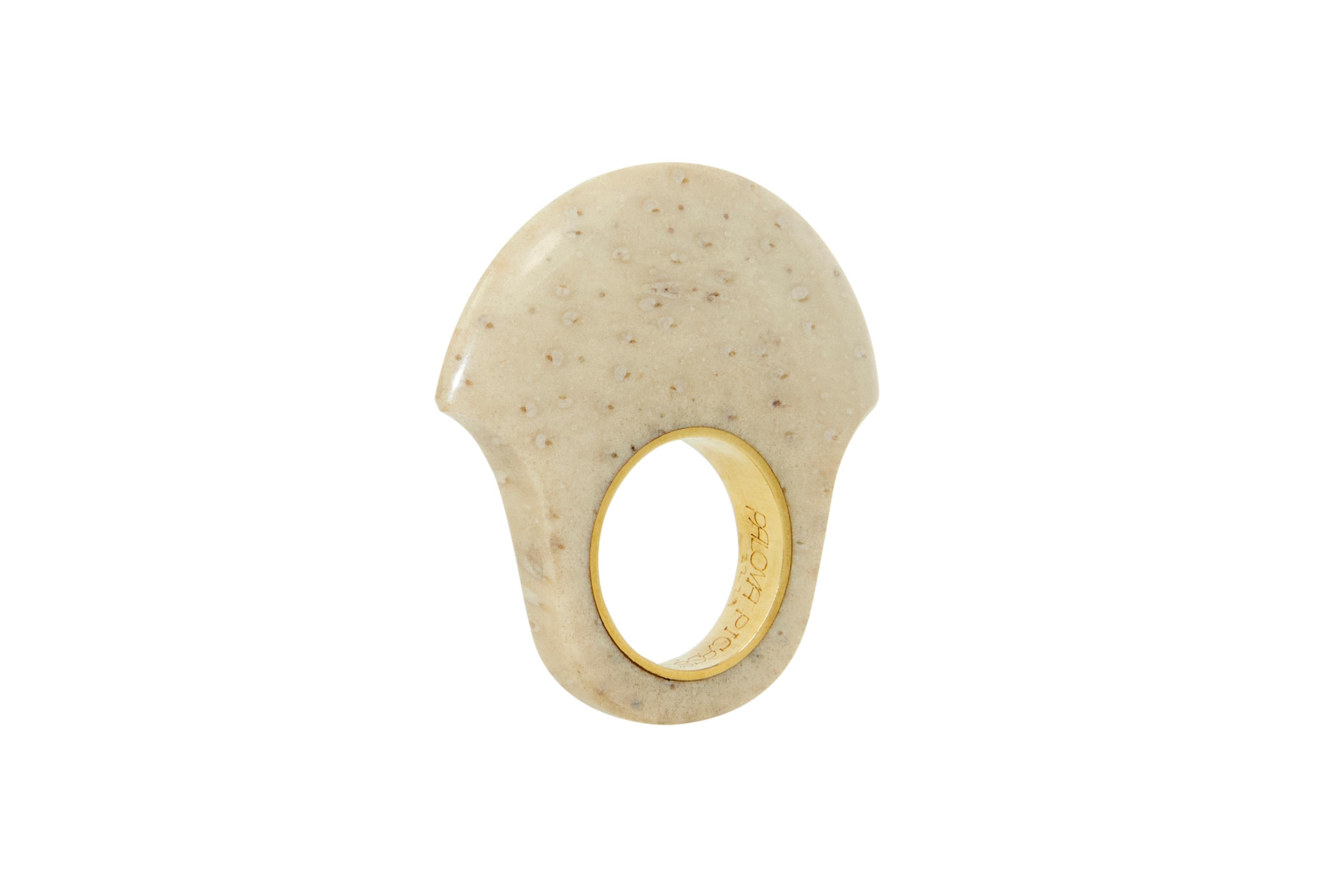 Two fossilized wood and 18 karat gold 
