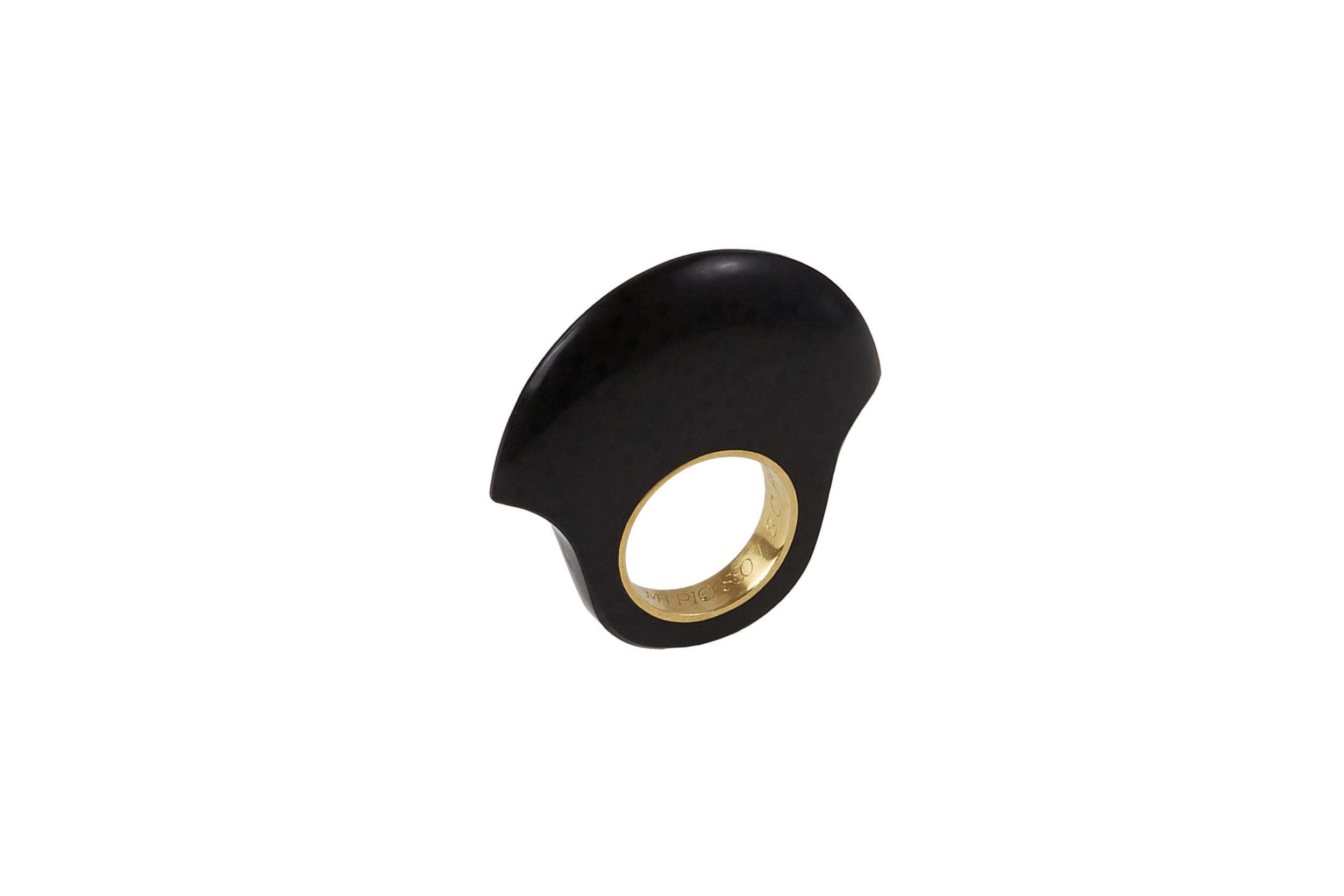 Modernist 1982 Paloma Picasso for Tiffany & Co. Pair of Fossilized Wood and Gold Rings