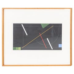 1982 Robert Moore Acrylic Study for 4 x 8 Framed Painting on Paper 32x40"