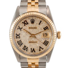 1982 Rolex Datejust 36MM 16013 Iced Diamond Dial Jubilee Yellow Gold Steel Watch