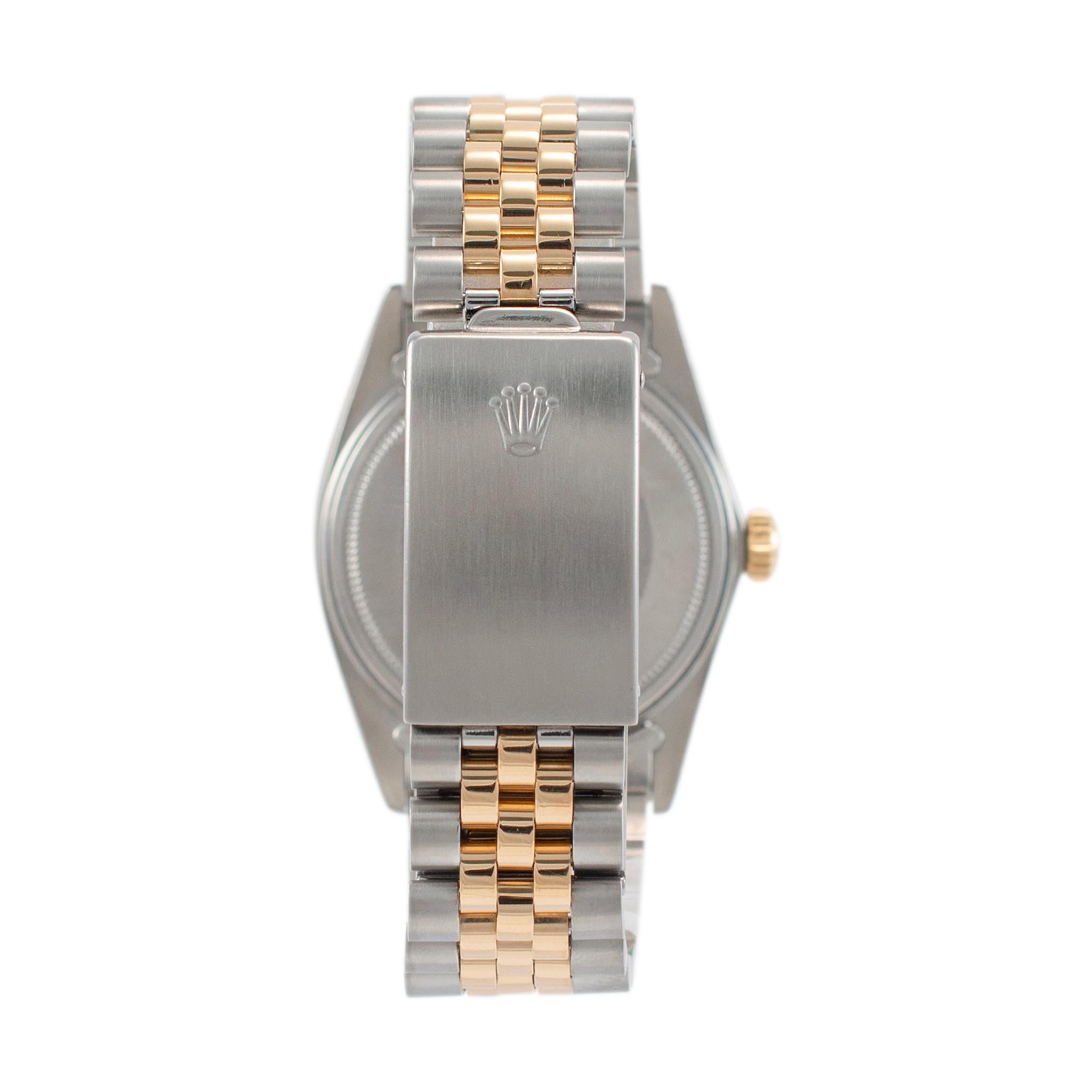1982 Rolex Datejust 36MM 16013 Jubiläums-Armbanduhr aus Gelbgold mit Diamant-Zifferblatt und Zifferblatt aus Gelbgold im Zustand „Hervorragend“ in Houston, TX