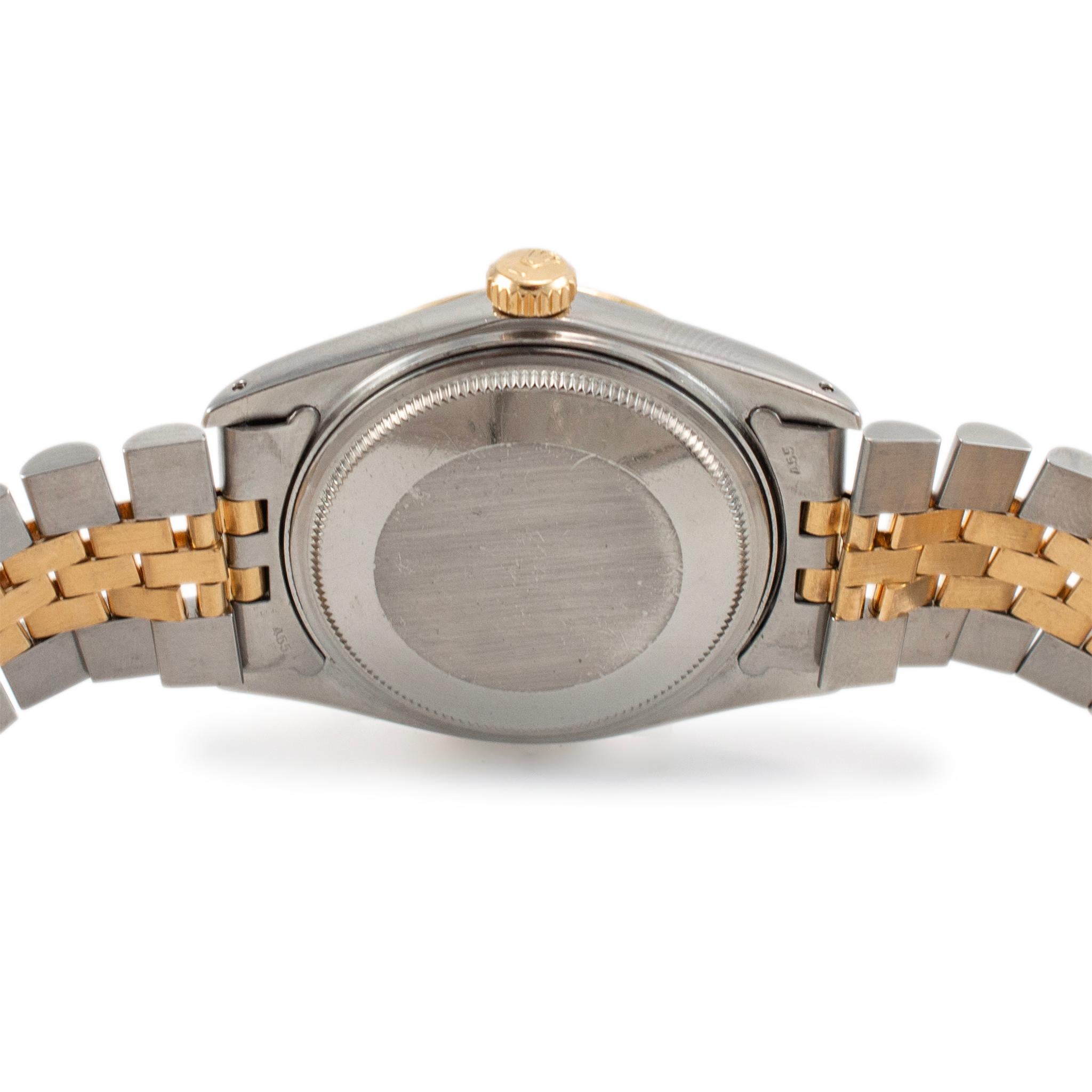 1982 Rolex Datejust 36MM 16013 Jubiläums-Armbanduhr aus Gelbgold mit Diamant-Zifferblatt und Zifferblatt aus Gelbgold für Damen oder Herren