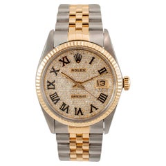 1982 Rolex Datejust 36MM 16013 Jubiläums-Armbanduhr aus Gelbgold mit Diamant-Zifferblatt und Zifferblatt aus Gelbgold