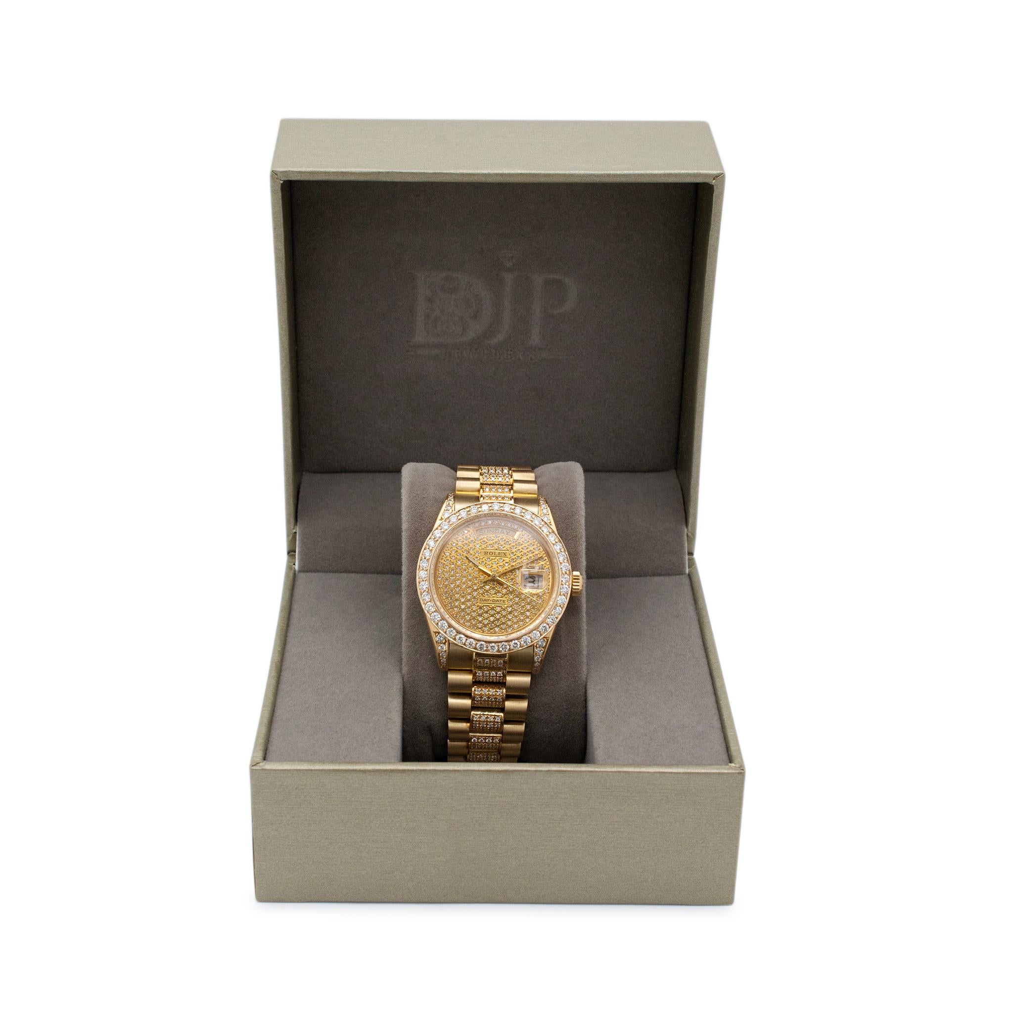 1982 Rolex Day Date 36MM 18038 President Custom Diamond 18K Gelbgold Uhr 2