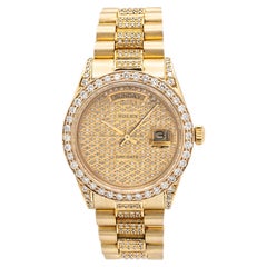 1982 Rolex Day Date 36MM 18038 President Custom Diamond 18K Gelbgold Uhr