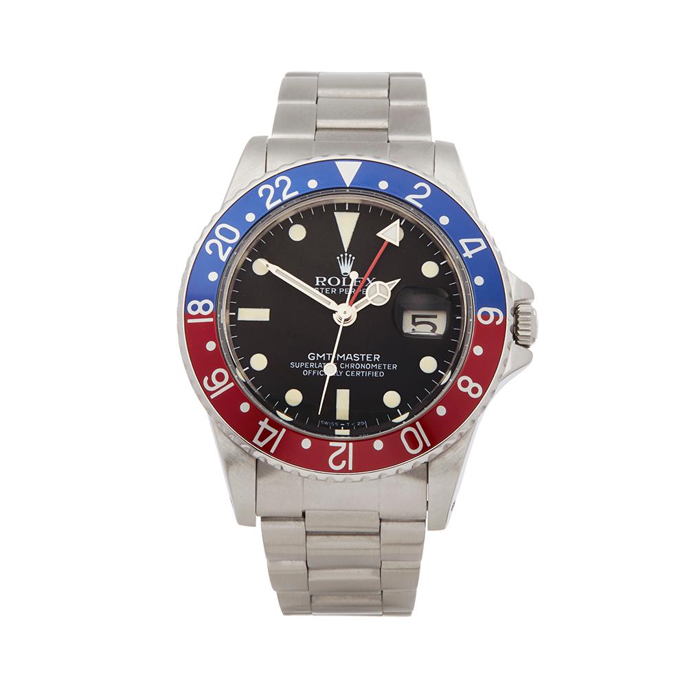 1982 Rolex GMT-Master Pepsi Stainless Steel 16750 Wristwatch