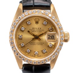 1982 Rolex Lady Datejust 26MM 6917 Champagne Diamond Bezel 18K Yellow Gold Watch