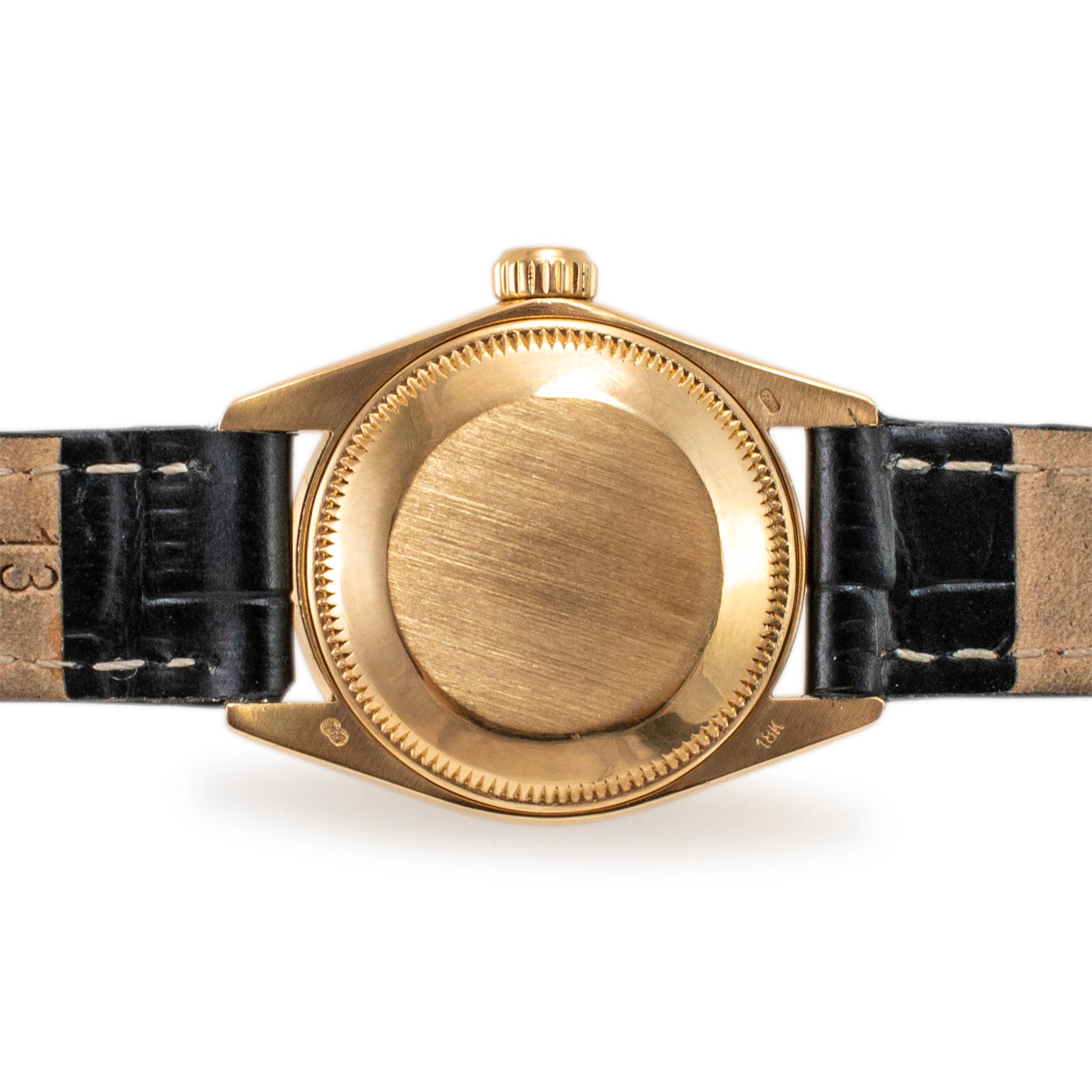 1982 Rolex Lady Datejust 26MM 6917 Champagne Diamond Bezel 18K Yellow Gold Watch In Excellent Condition For Sale In Houston, TX
