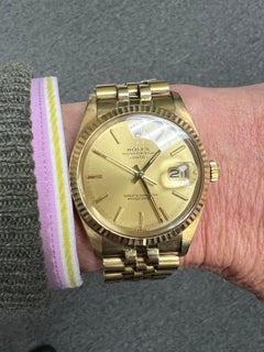 1982 Rolex Oyster Perpetual Date 14k Yellow Gold Wristwatch