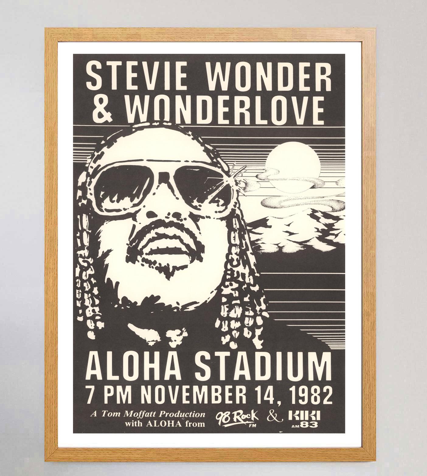 1982 Stevie Wonder - Aloha Stadion Original Vintage Poster im Zustand „Gut“ im Angebot in Winchester, GB