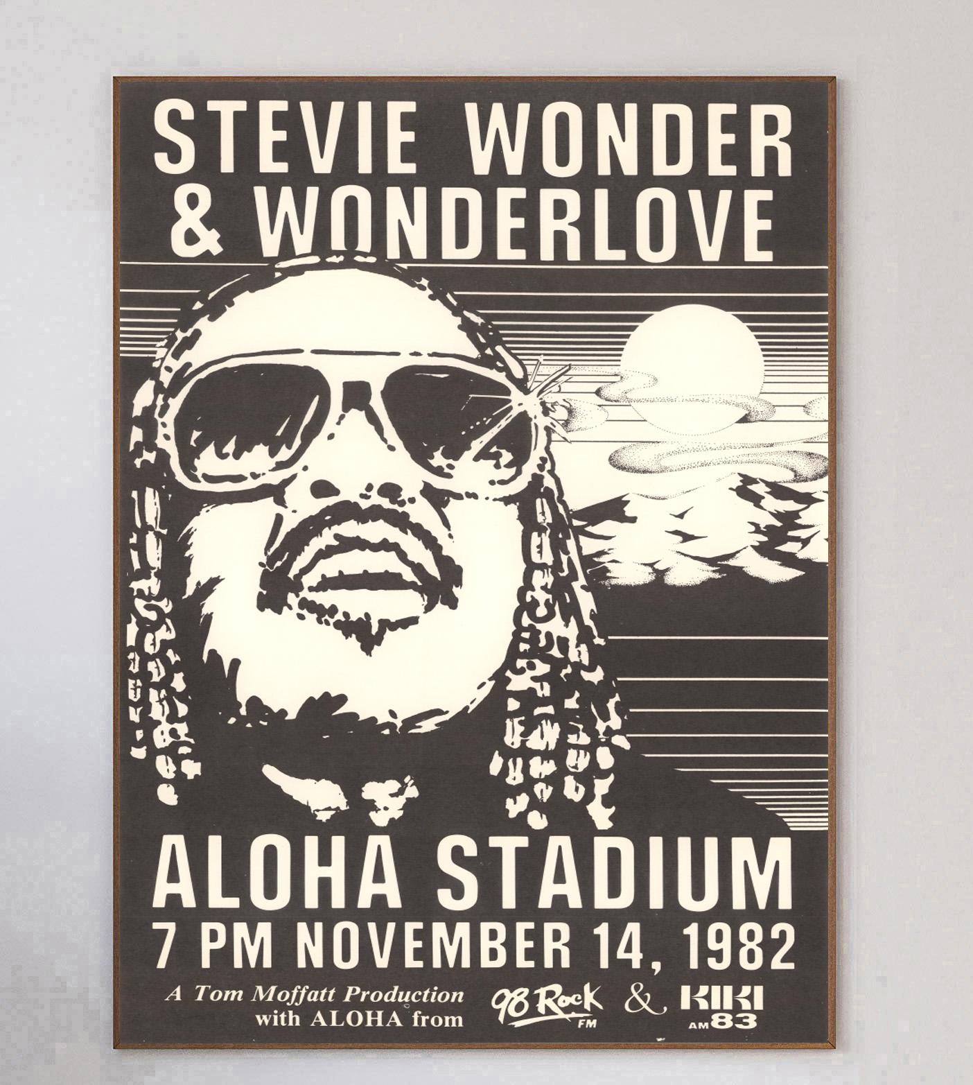 1982 Stevie Wonder - Aloha Stadion Original Vintage Poster (Ende des 20. Jahrhunderts) im Angebot