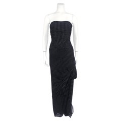 1982 Summer RTW Oscar de la Renta Black and Cream Polka Dot Gown