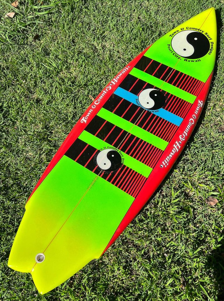 1982 Town and Country TwinFin Surfboard by Glenn Minami For Sale at