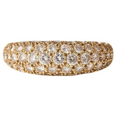 1982 Van Cleef & Arpels 0.8ct pavé diamond 18k yellow gold band dome ring