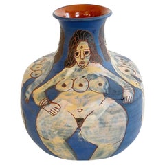 1982 Washington Ledesma 3 Breasted Goddess Ceramic Vase