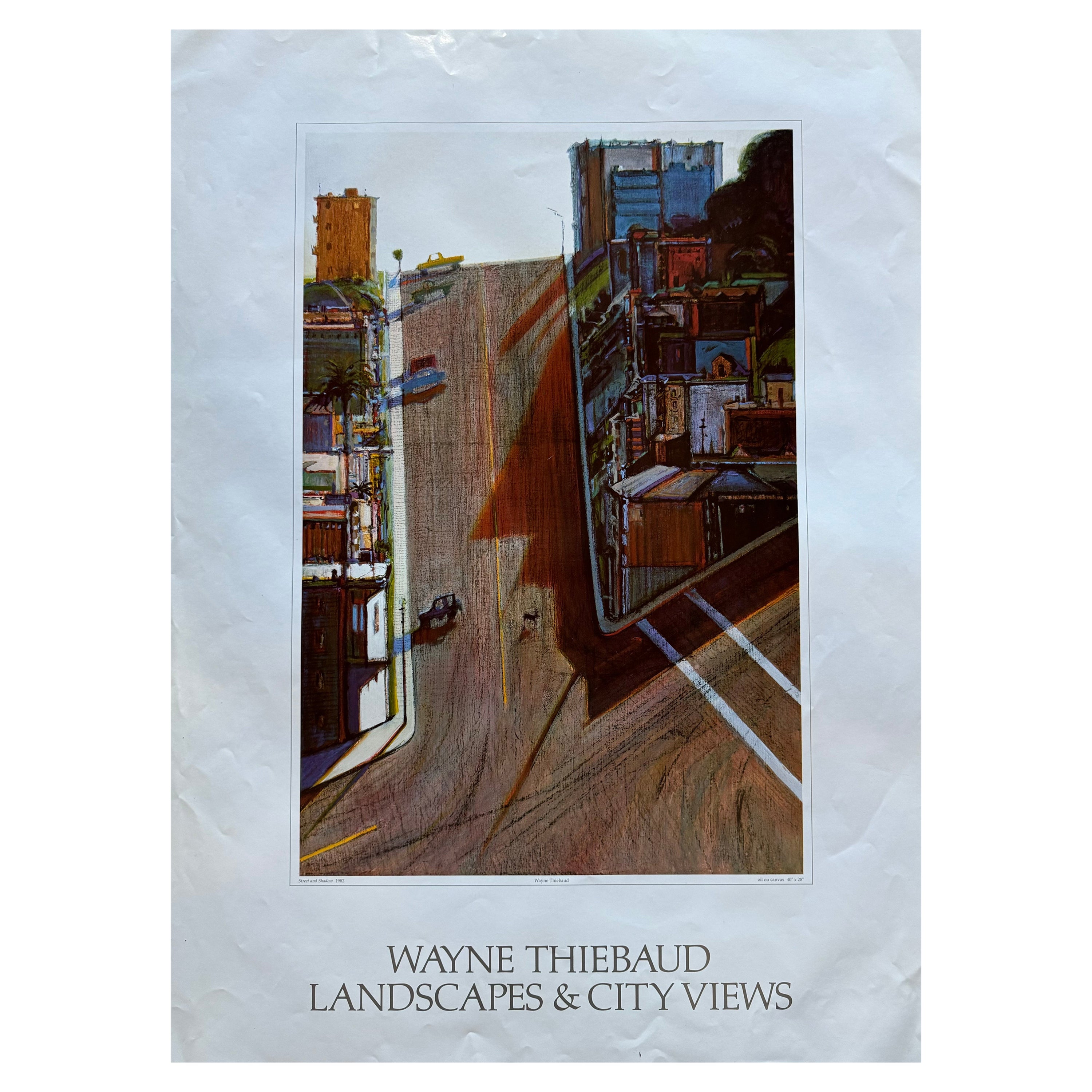 1982 Wayne Thiebaud "Street & Shadows" Landscapes & City Views Exhibition Print
