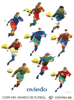 Affiche originale de la Coupe du monde 1982 en Espagne - Oviedo, par Pol Bury