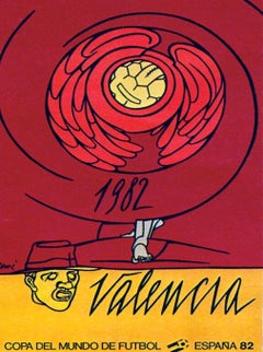 Affiche originale de la Coupe du monde 1982 en Espagne - Valence, par Valerio Adami
