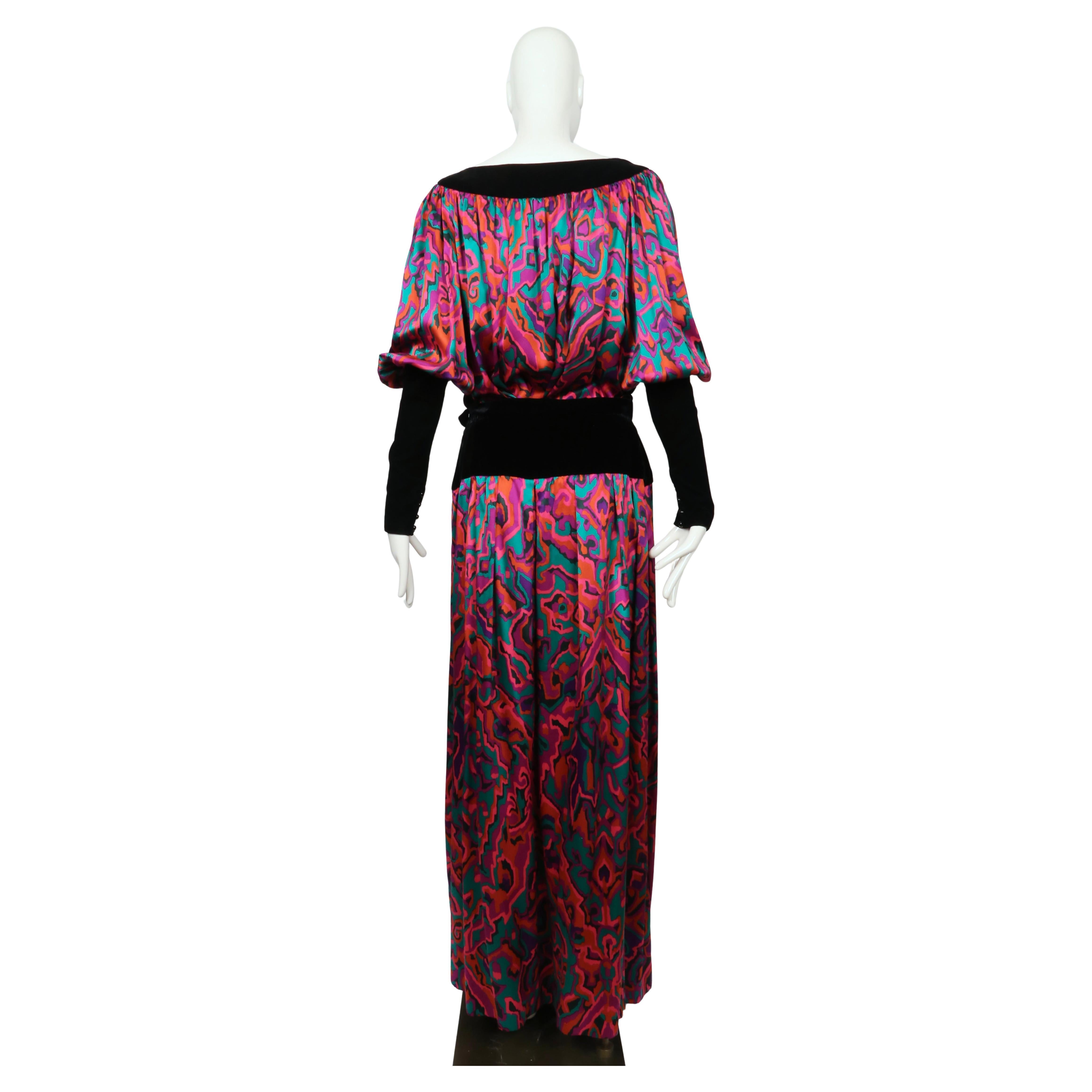 1982 YVES SAINT LAURENT abstract printed silk RUNWAY top and skirt For Sale 5