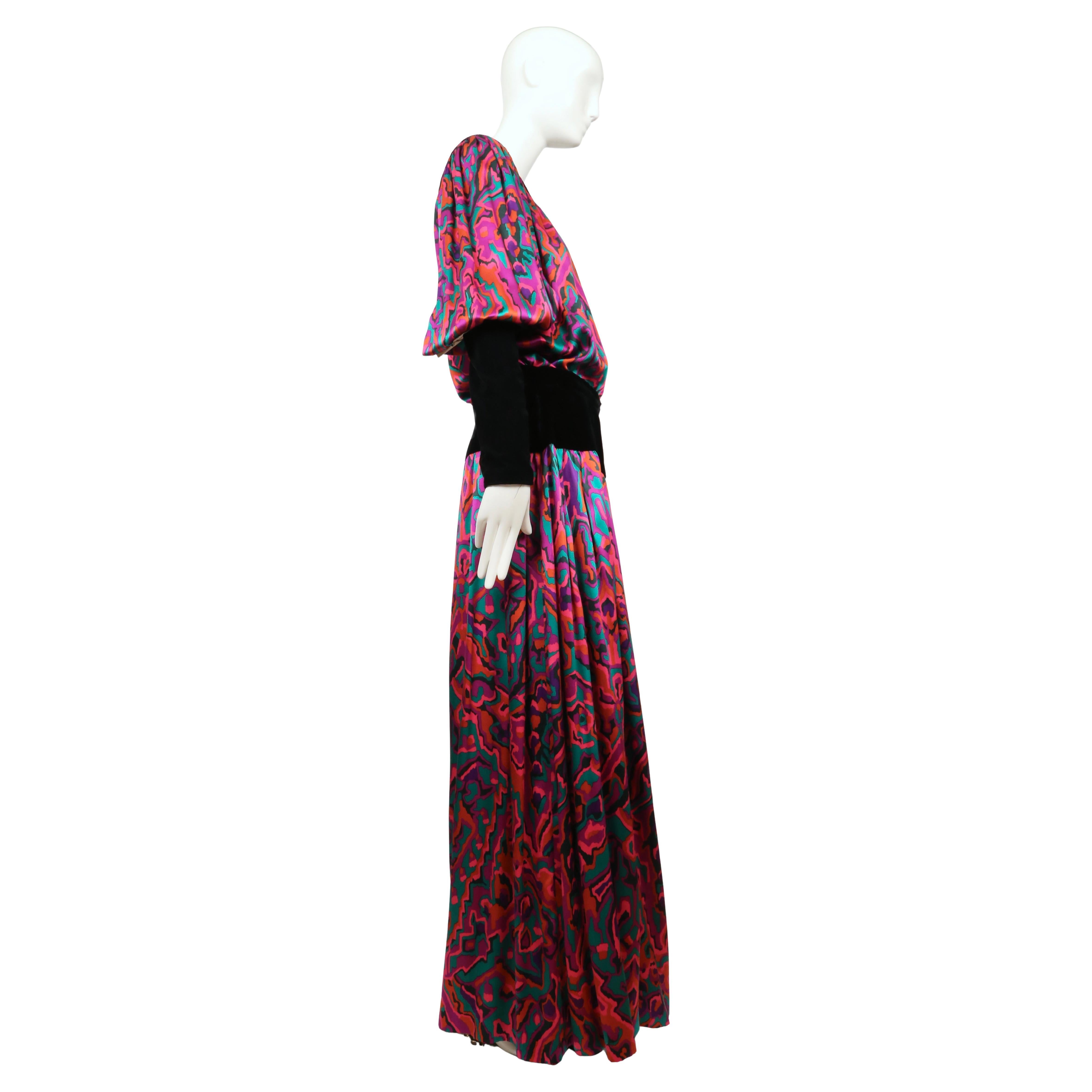 1982 YVES SAINT LAURENT abstract printed silk RUNWAY top and skirt In Good Condition For Sale In San Fransisco, CA