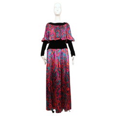 1982 YVES SAINT LAURENT abstract printed silk RUNWAY top and skirt