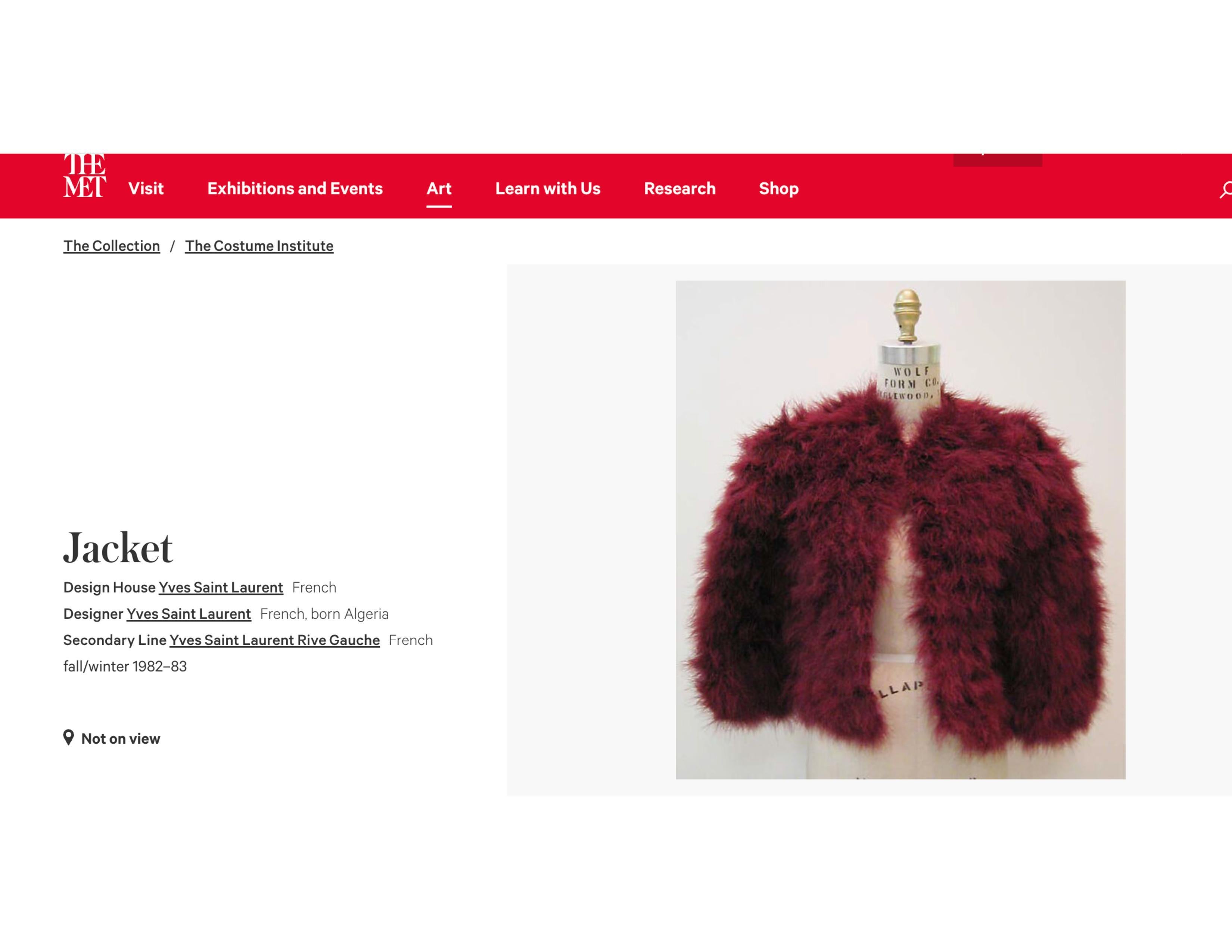 1982 YVES SAINT LAURENT fuchsia marabou feather RUNWAY jacket For Sale 6