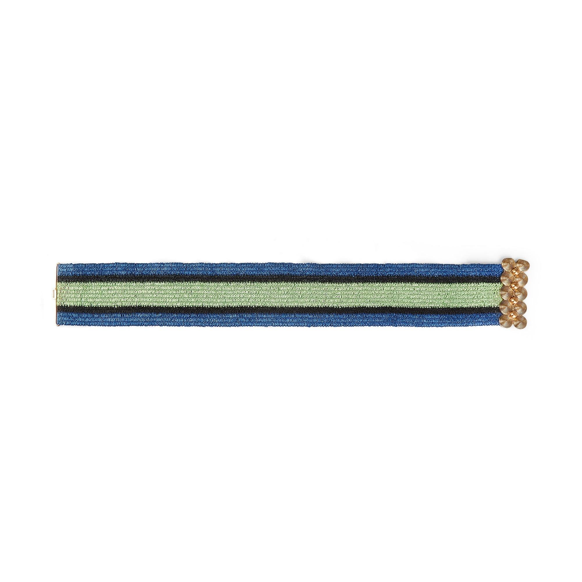 1982 Yves Saint Laurent Runway Documented Blue and Green Belt In Excellent Condition For Sale In London, GB
