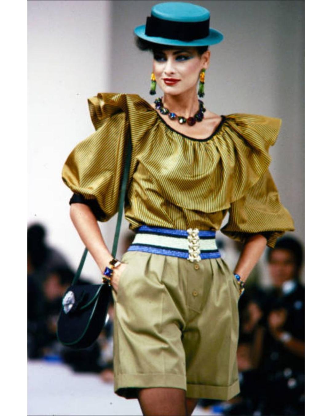 Women's 1982 Yves Saint Laurent Runway Documented Blue and Green Belt For Sale