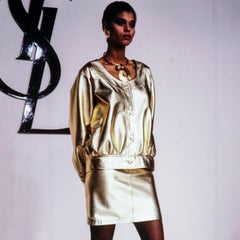 1982 Yves Saint Laurent Silver Leather Documented Runway Jacket