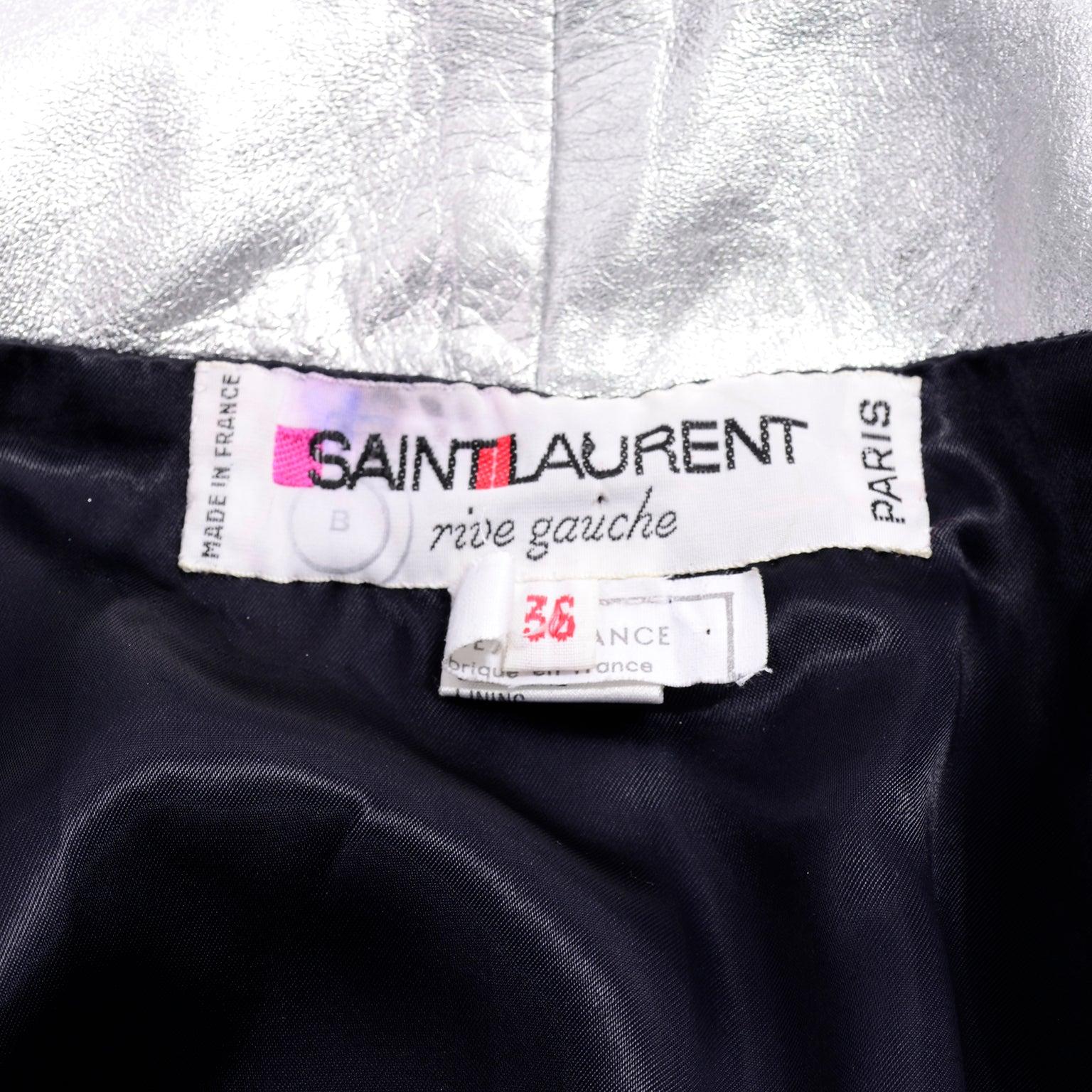 1982 Yves Saint Laurent Silver Leather Documented Runway Jacket For Sale 4