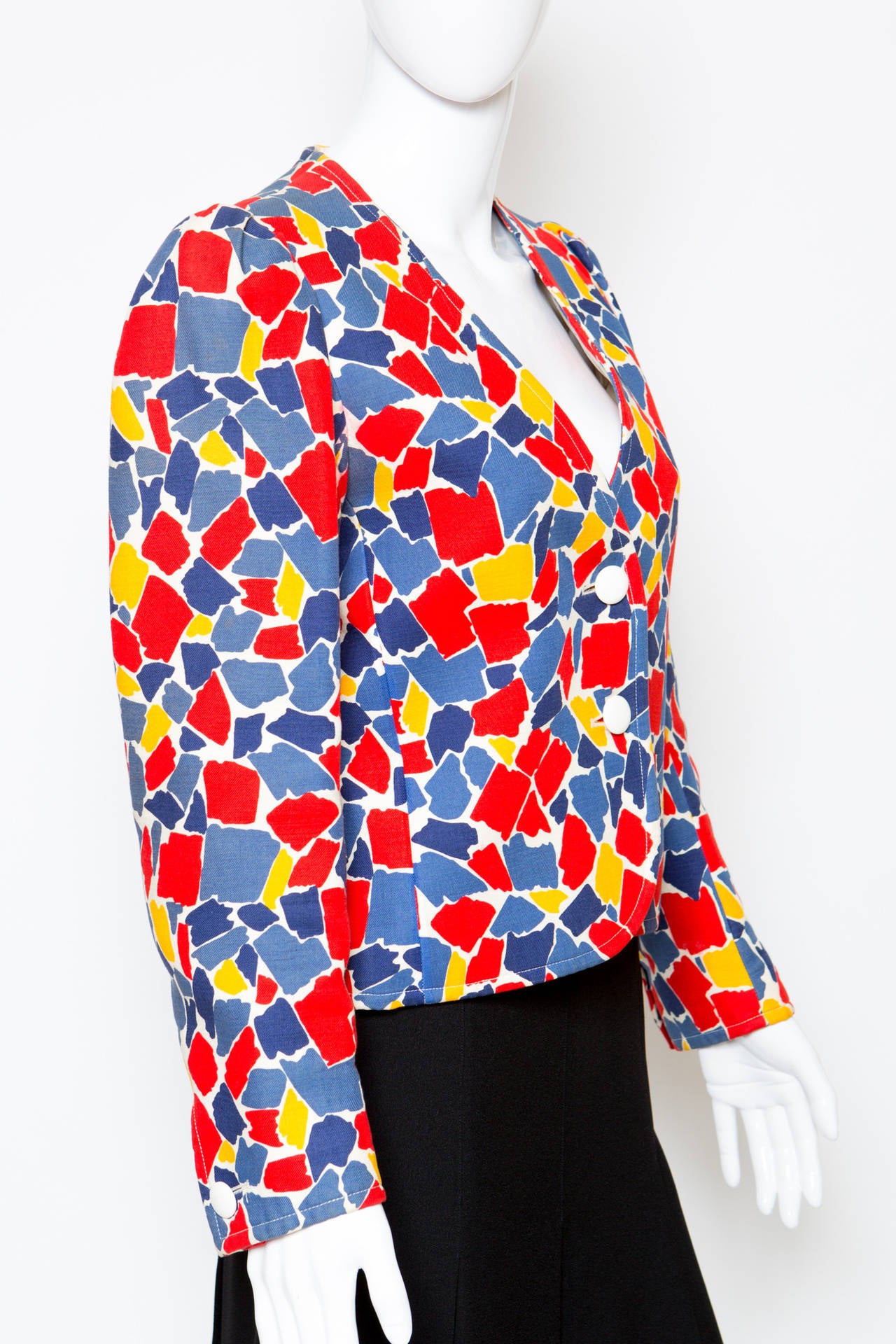 1982s YSL Yves Saint Laurent Printed Jacket In Good Condition For Sale In Paris, FR