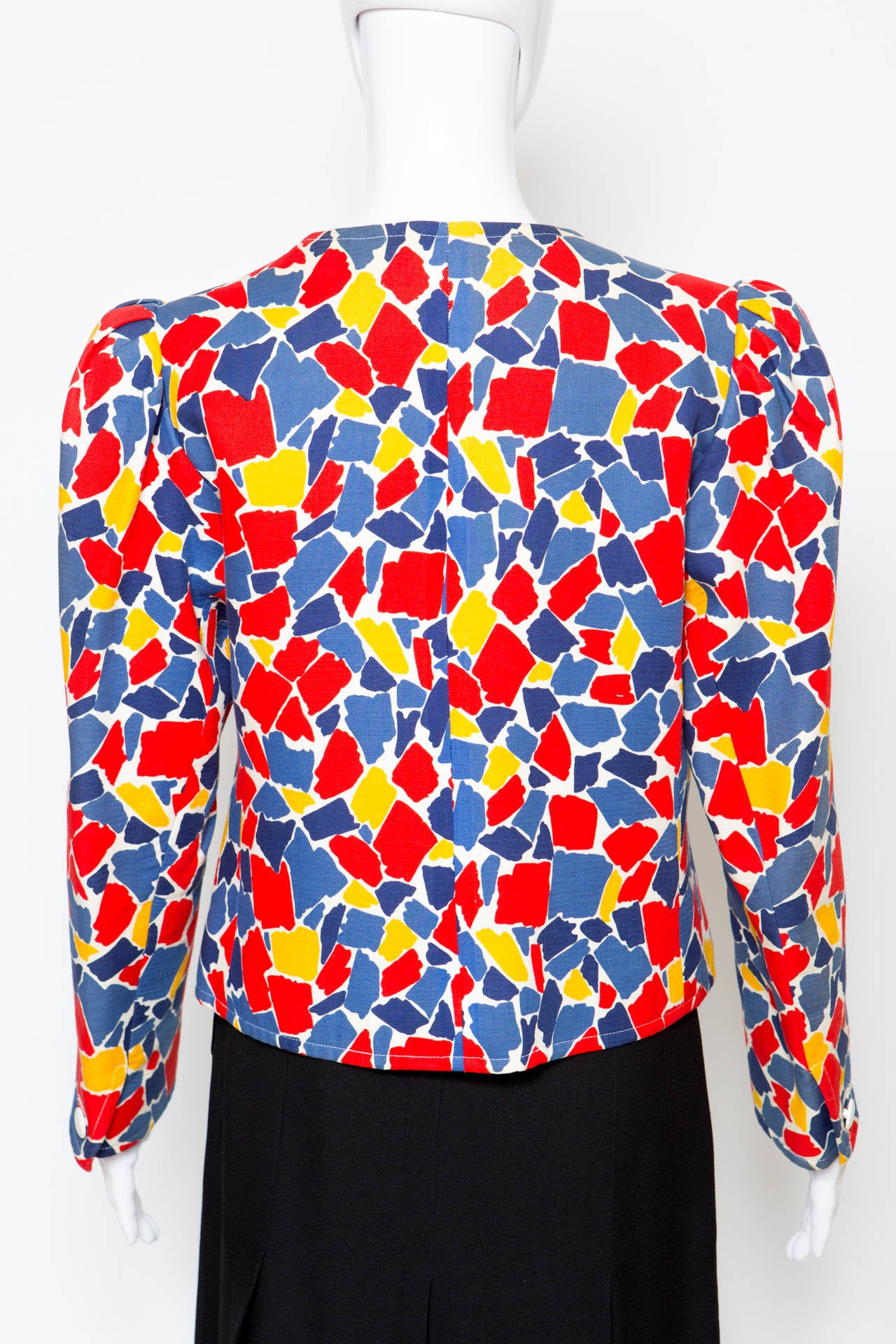 1982s YSL Yves Saint Laurent Printed Jacket In Good Condition For Sale In Paris, FR