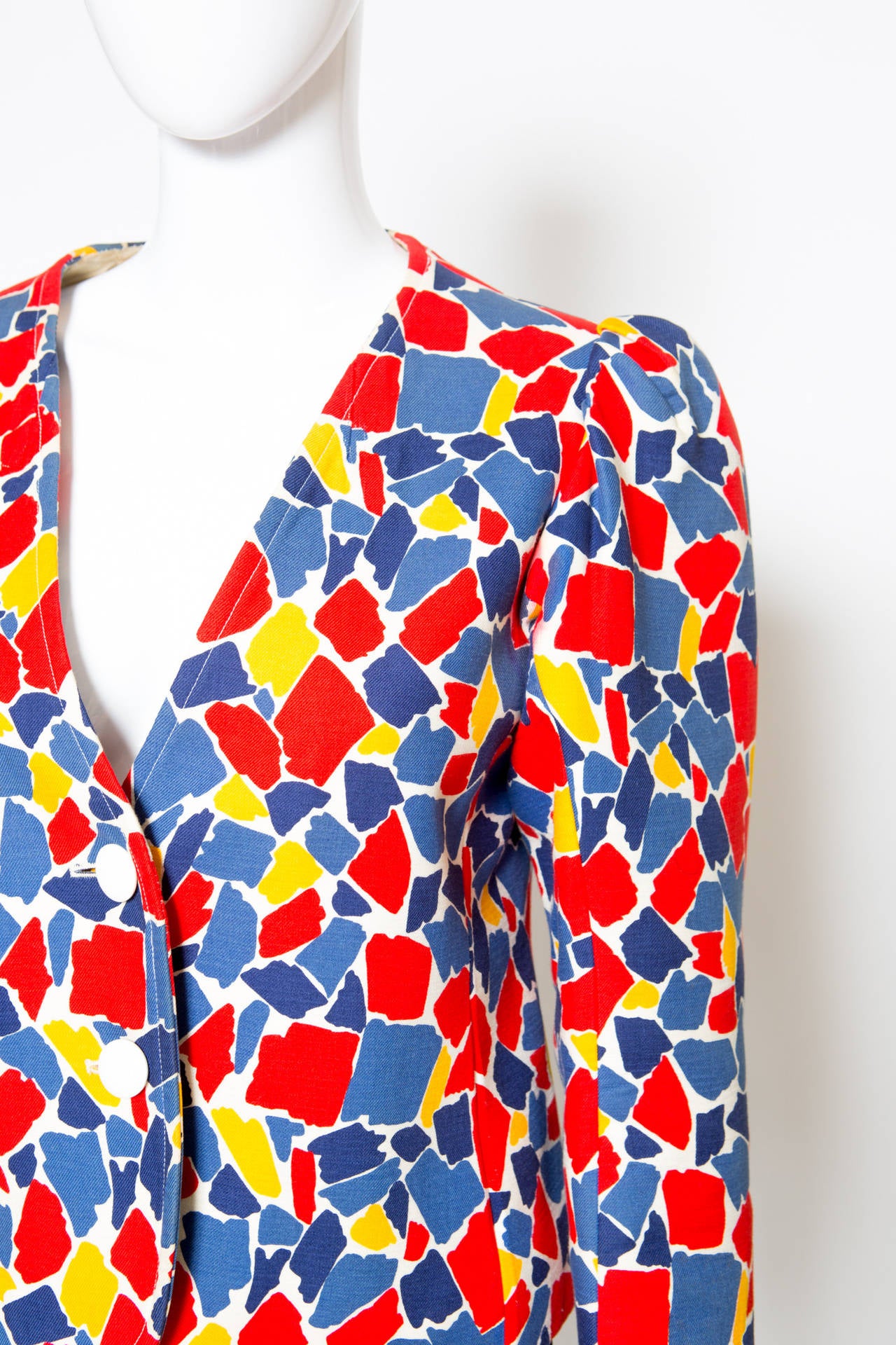 1982s YSL Yves Saint Laurent Printed Jacket For Sale 4