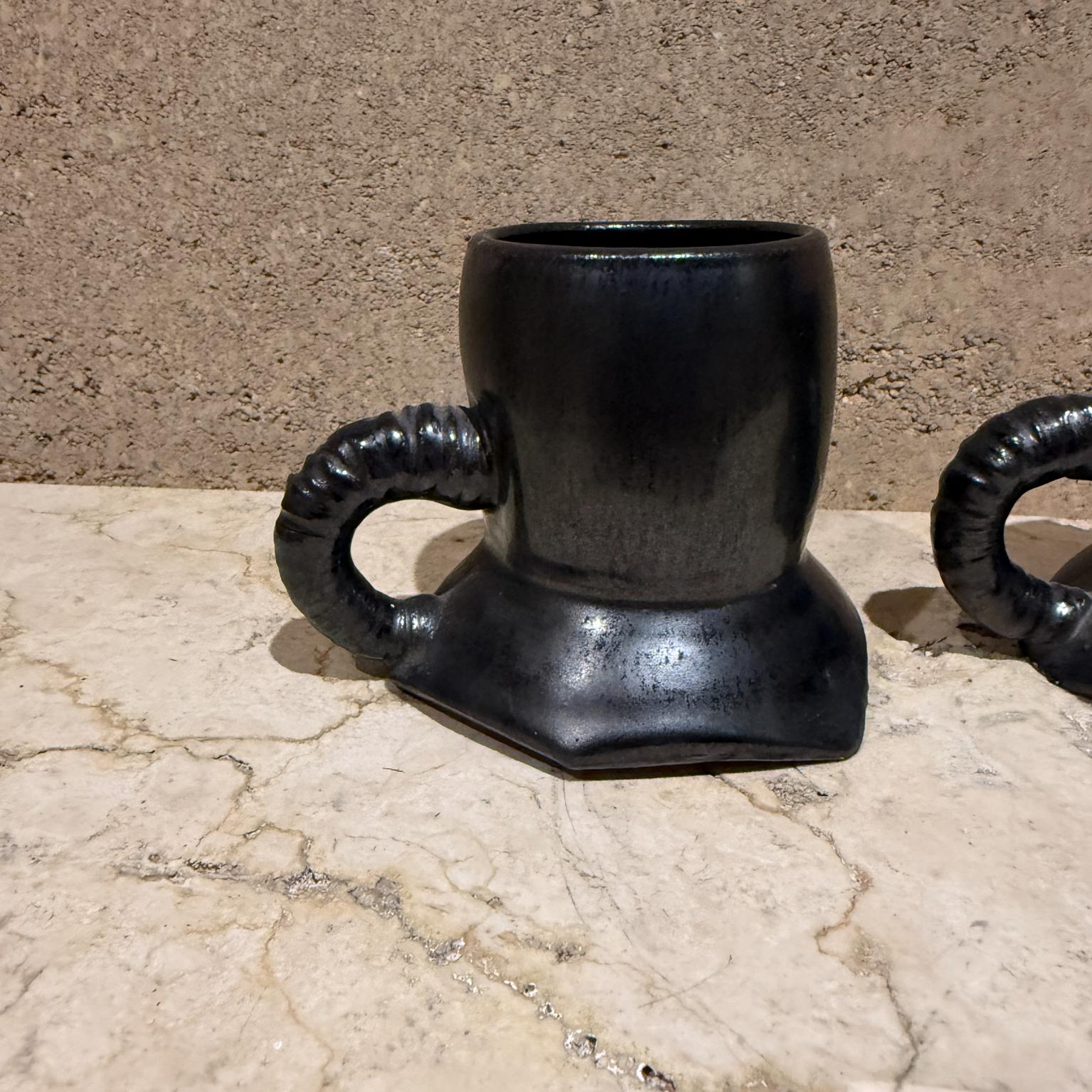 Modern 1983 Artsy Coffee Mugs Signed Pottery Melching For Sale