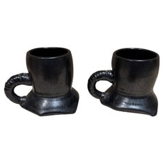 Used 1983 Artsy Coffee Mugs Signed Pottery Melching