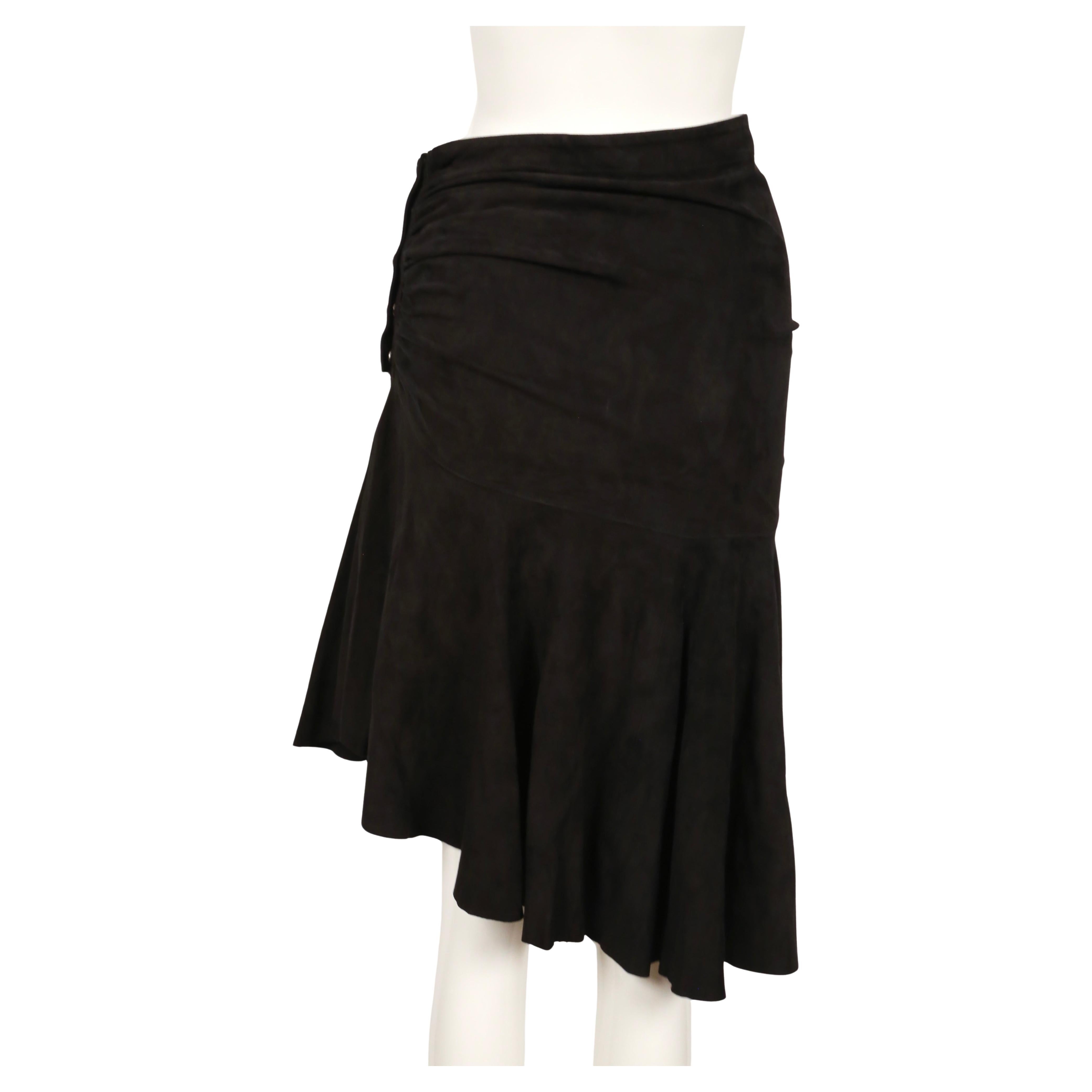 1983 AZZEDINE ALAIA black suede skirt with ruching For Sale 5