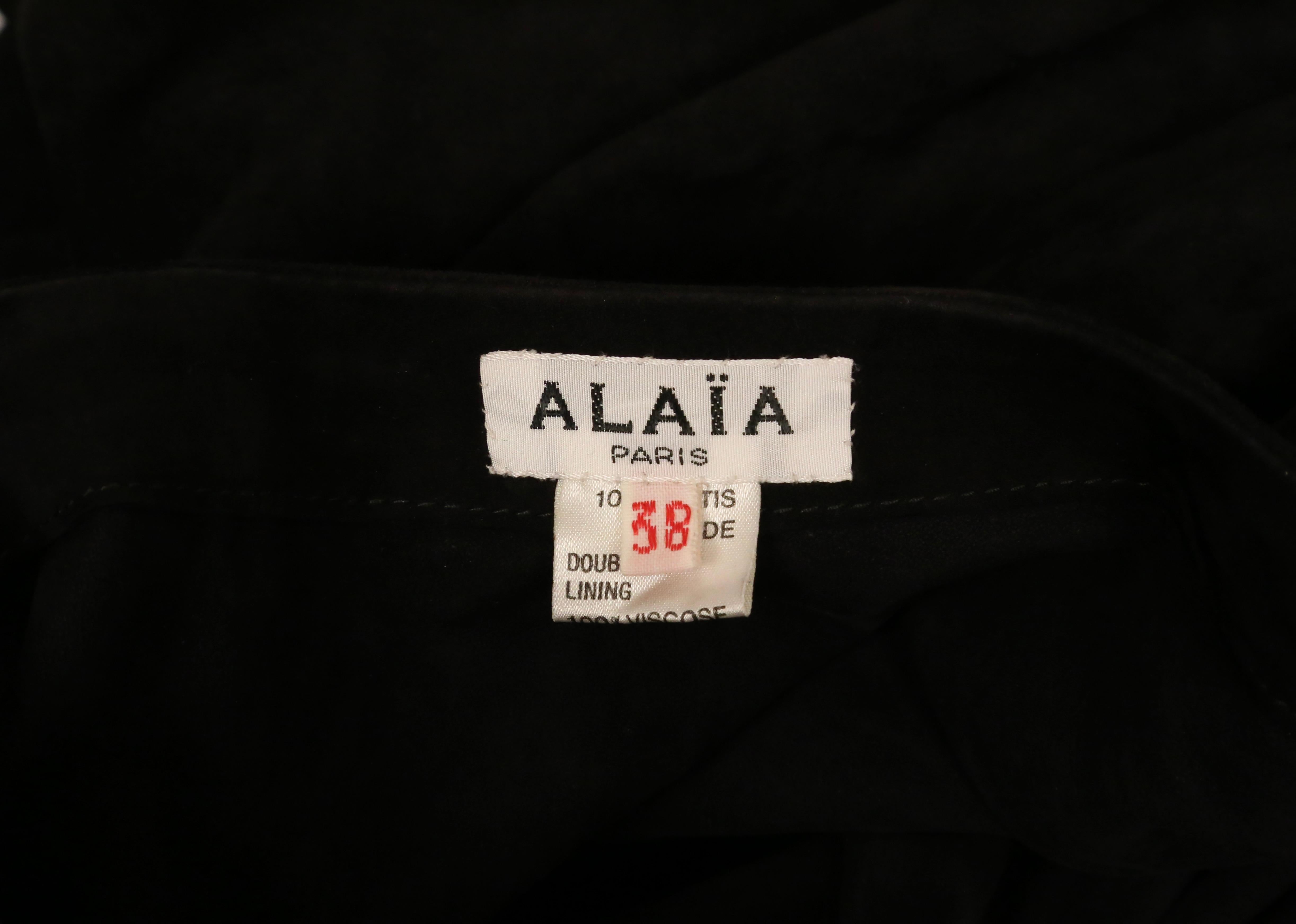1983 AZZEDINE ALAIA black suede skirt with ruching For Sale 6