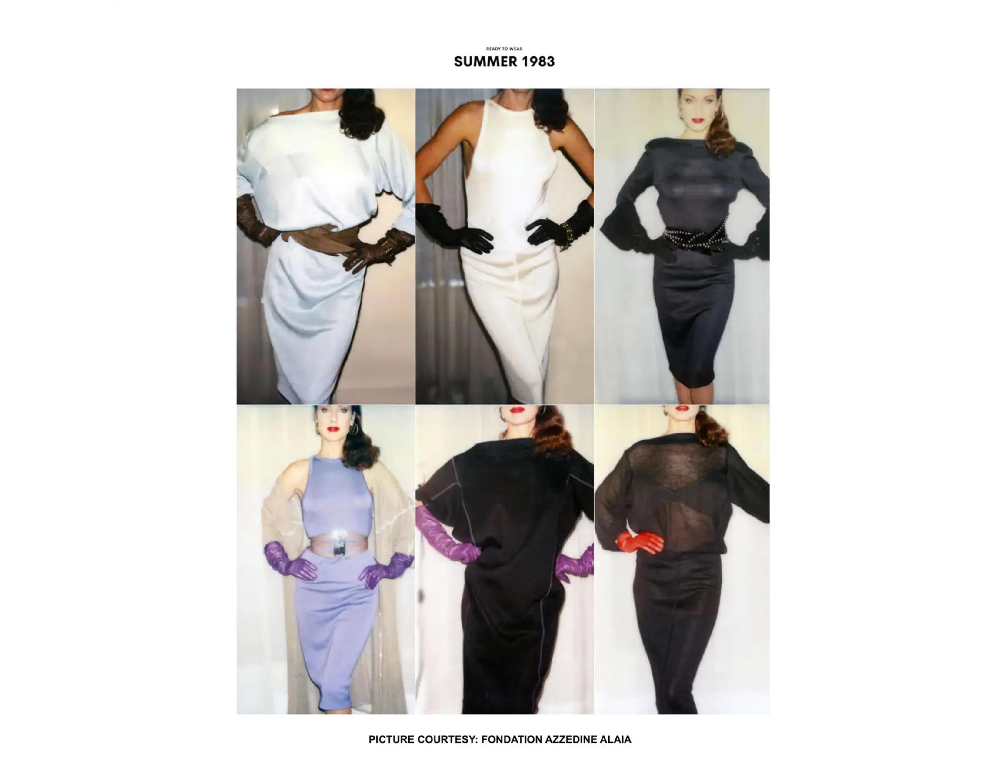 1983 AZZEDINE ALAIA, abito in maglia semitrasparente marrone intenso con illusione in vendita 14