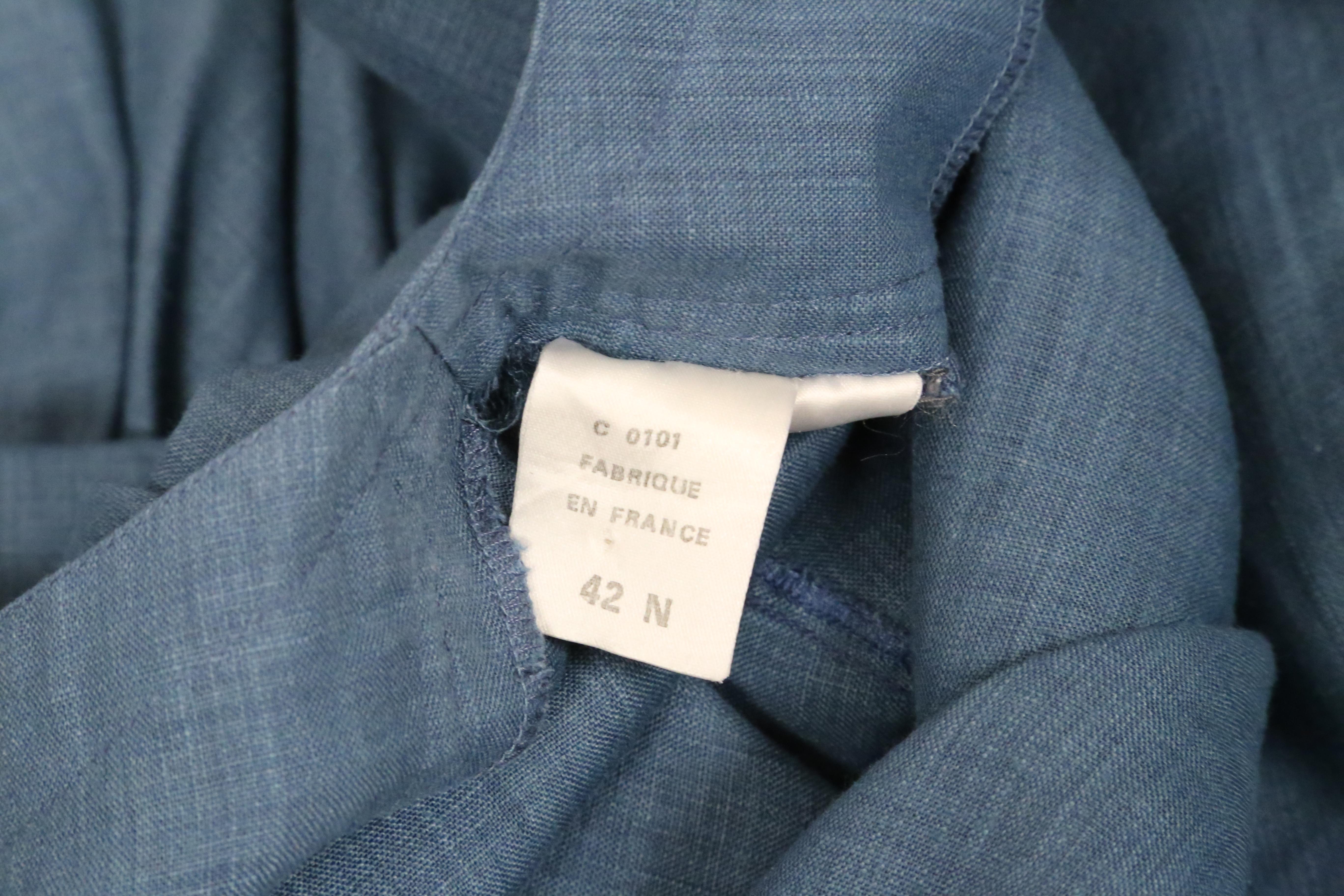 1983 AZZEDINE ALAIA vestido de lino turquesa con corte en la espalda en venta 6
