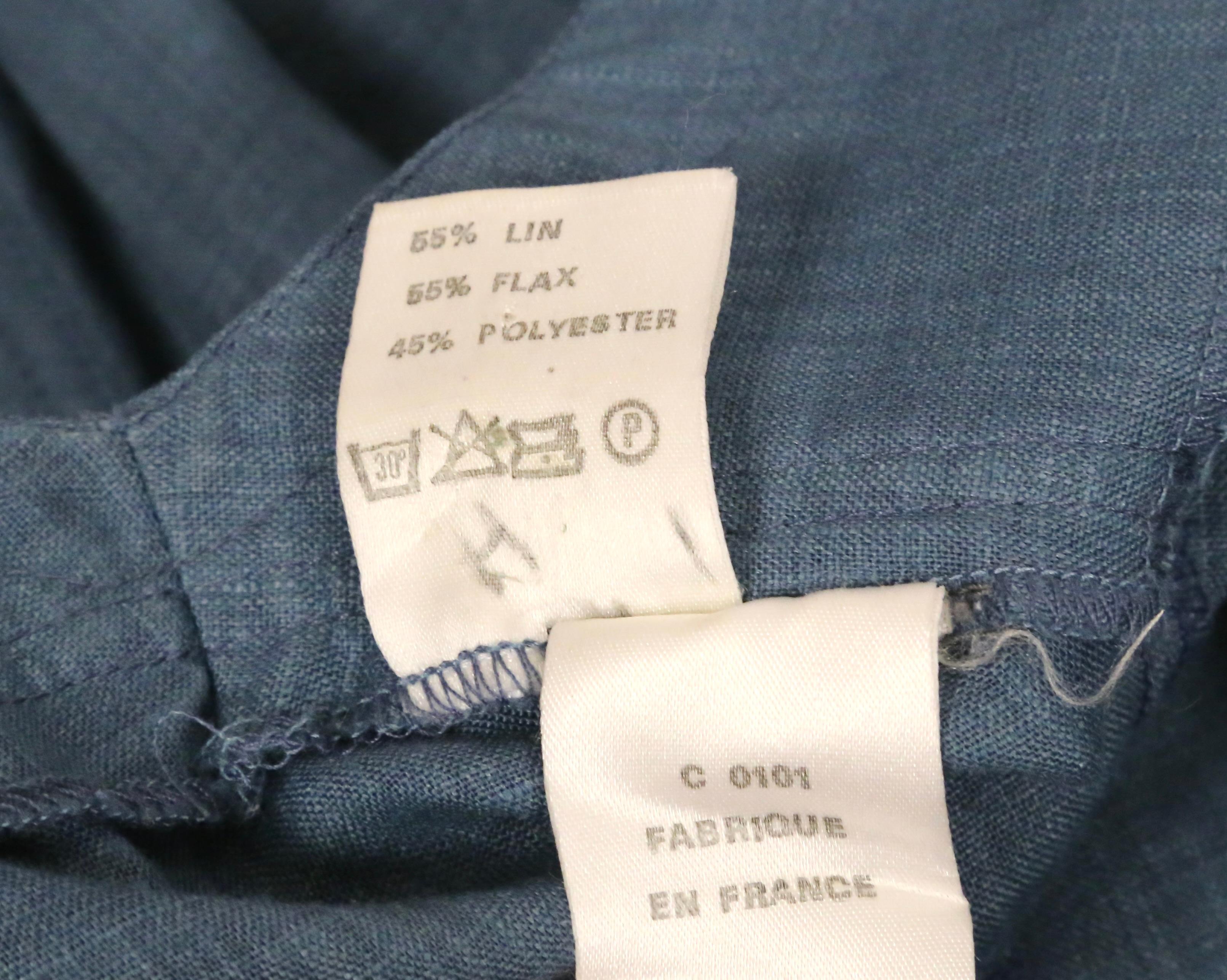 1983 AZZEDINE ALAIA vestido de lino turquesa con corte en la espalda en venta 7