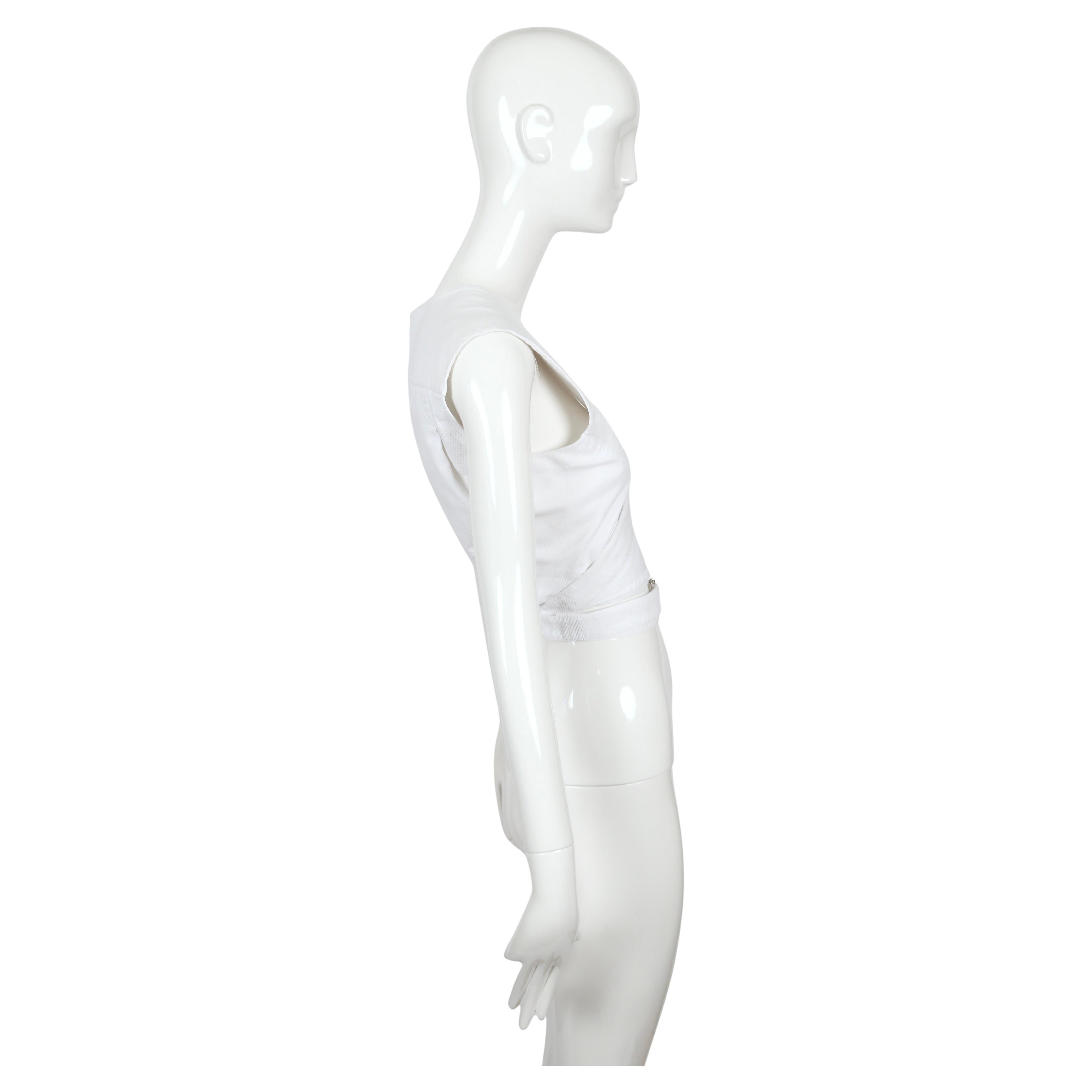1983 AZZEDINE ALAIA weißes Baumwoll pique RUNWAY Wickeloberteil aus Baumwolle im Zustand „Gut“ im Angebot in San Fransisco, CA