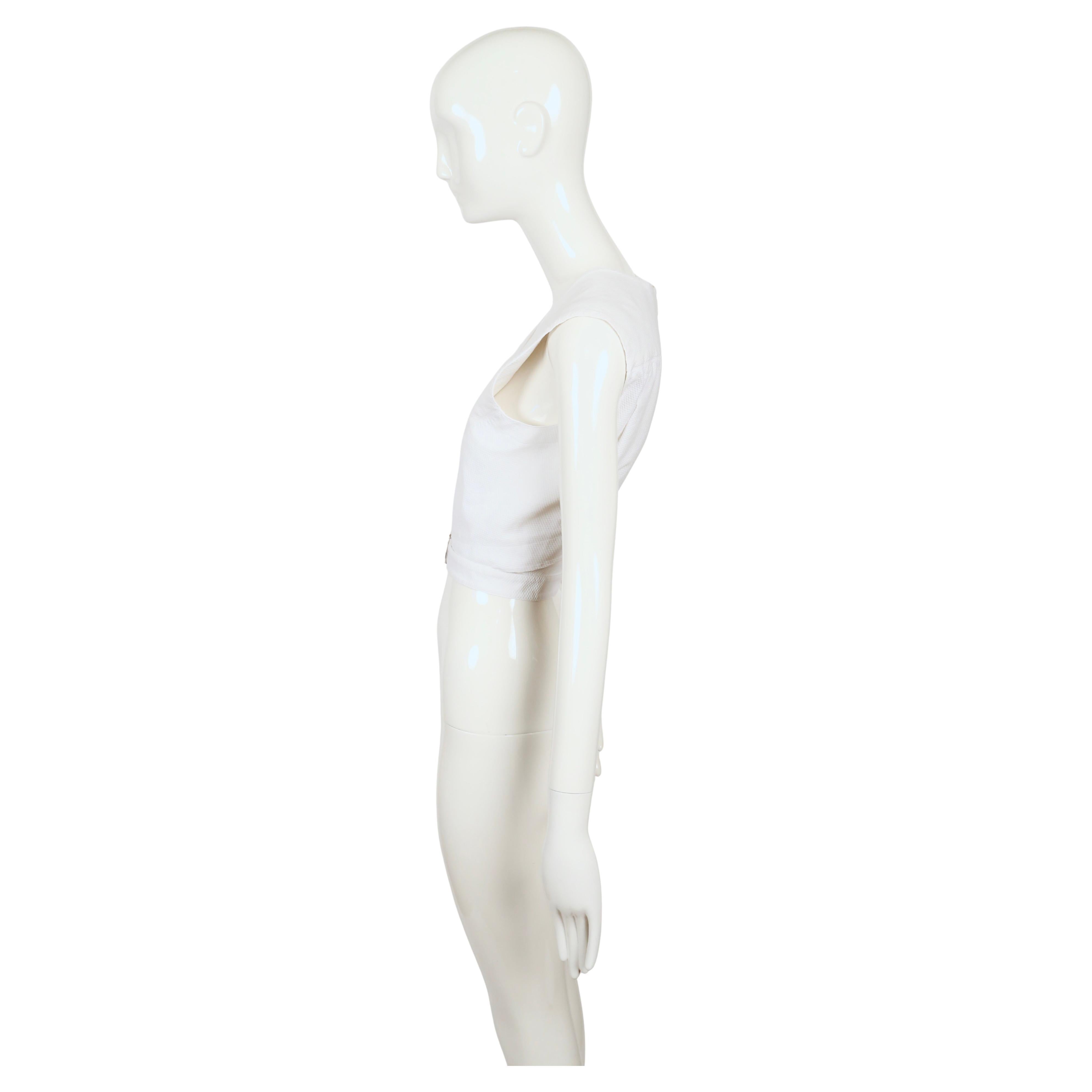 1983 AZZEDINE ALAIA weißes Baumwoll pique RUNWAY Wickeloberteil aus Baumwolle für Damen oder Herren im Angebot